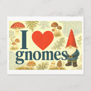 "Ich [Herz] Gnome" Postkarte