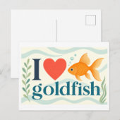 "Ich [Herz] Goldfische" Postkarte (Vorne/Hinten)
