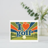 "Ich [Herz] Golf" Postkarte (Stehend Vorderseite)