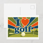 "Ich [Herz] Golf" Postkarte (Vorne/Hinten)