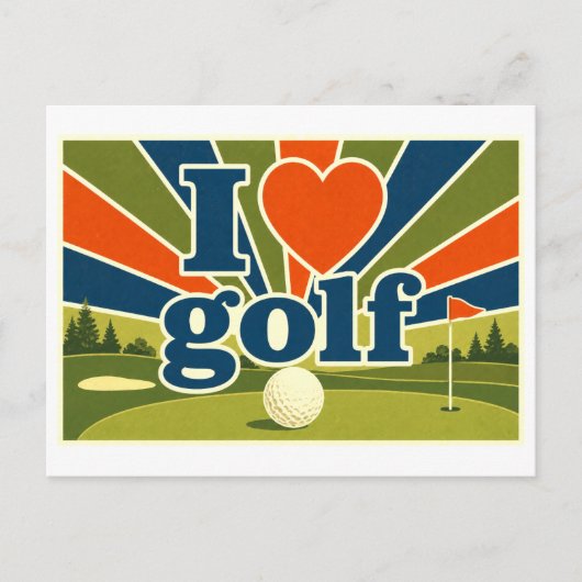 "Ich [Herz] Golf" Postkarte (Vorderseite)