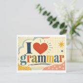 "Ich [Herz] Grammatik" Postkarte (Stehend Vorderseite)