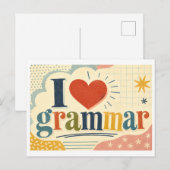 "Ich [Herz] Grammatik" Postkarte (Vorne/Hinten)