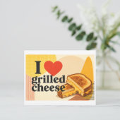 "Ich [Herz] Grillkäse" Postkarte (Stehend Vorderseite)