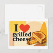 "Ich [Herz] Grillkäse" Postkarte (Vorne/Hinten)