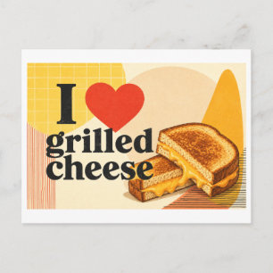 "Ich [Herz] Grillkäse" Postkarte