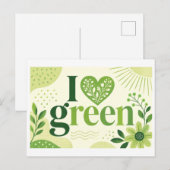 "Ich [Herz] Grün" Postkarte (Vorne/Hinten)