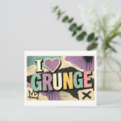 "Ich [Herz] Grunge" Postkarte (Stehend Vorderseite)