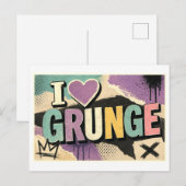 "Ich [Herz] Grunge" Postkarte (Vorne/Hinten)