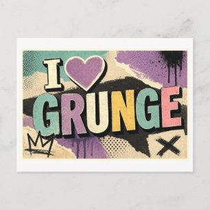 "Ich [Herz] Grunge" Postkarte