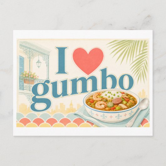 "Ich [Herz] Gumbo" Postkarte (Vorderseite)