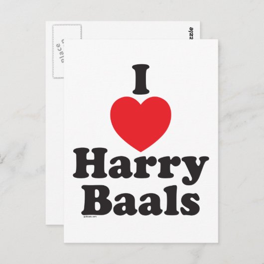 Ich 'Herz' Harry Baals Postkarte (Vorne/Hinten)