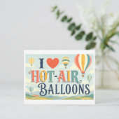 "Ich [Herz] Heißluftballons" Postkarte (Stehend Vorderseite)