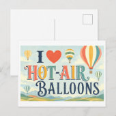 "Ich [Herz] Heißluftballons" Postkarte (Vorne/Hinten)