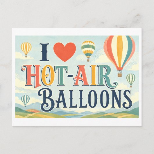 "Ich [Herz] Heißluftballons" Postkarte (Vorderseite)