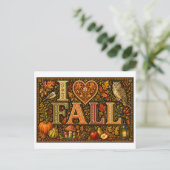 "Ich [Herz] Herbst" Postkarte (Stehend Vorderseite)