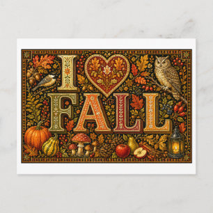 "Ich [Herz] Herbst" Postkarte