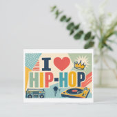 "Ich [Herz] Hip-Hop" Postkarte (Stehend Vorderseite)