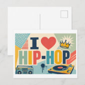 "Ich [Herz] Hip-Hop" Postkarte (Vorne/Hinten)