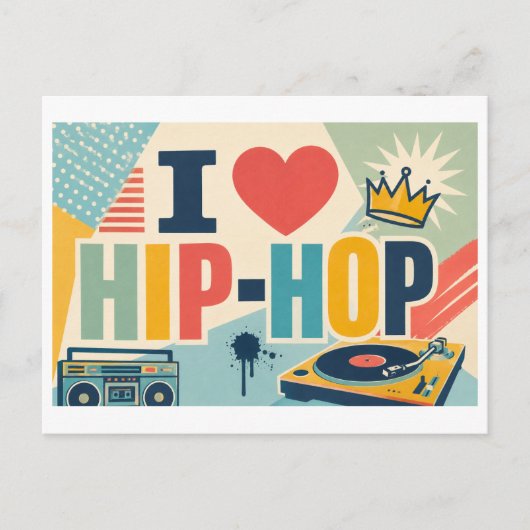 "Ich [Herz] Hip-Hop" Postkarte (Vorderseite)