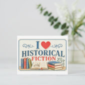 "Ich [Herz] Historische Fiktion" Postkarte (Stehend Vorderseite)
