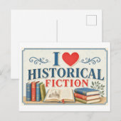 "Ich [Herz] Historische Fiktion" Postkarte (Vorne/Hinten)