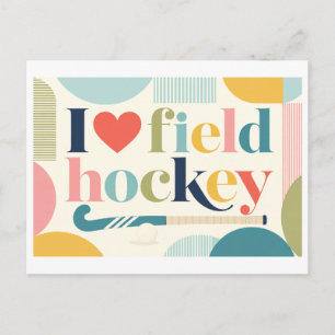 "Ich [Herz] Hockey" Postkarte