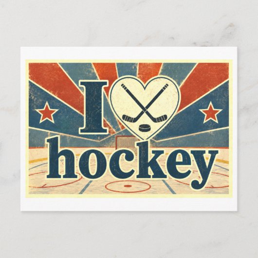 "Ich [Herz] Hockey" Postkarte (Vorderseite)