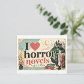 "Ich [Herz] Horror-Romane" Postkarte (Stehend Vorderseite)