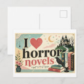 "Ich [Herz] Horror-Romane" Postkarte (Vorne/Hinten)