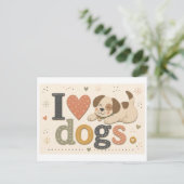 "Ich [Herz] Hunde" Postkarte (Stehend Vorderseite)