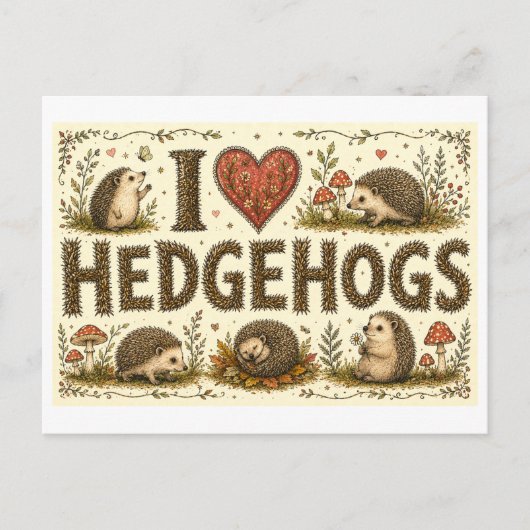 "Ich [Herz] Igel" Postkarte (Vorderseite)