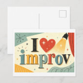"Ich [Herz] Improvisation" Postkarte (Vorne/Hinten)