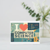 "Ich [Herz] Informatik" Postkarte (Stehend Vorderseite)
