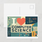 "Ich [Herz] Informatik" Postkarte (Vorne/Hinten)