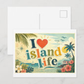 "Ich [Herz] Insel Leben" Postkarte (Vorne/Hinten)