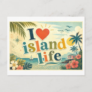 "Ich [Herz] Insel Leben" Postkarte
