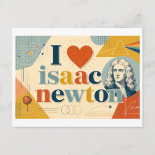 "Ich [Herz] Isaac Newton" Postkarte