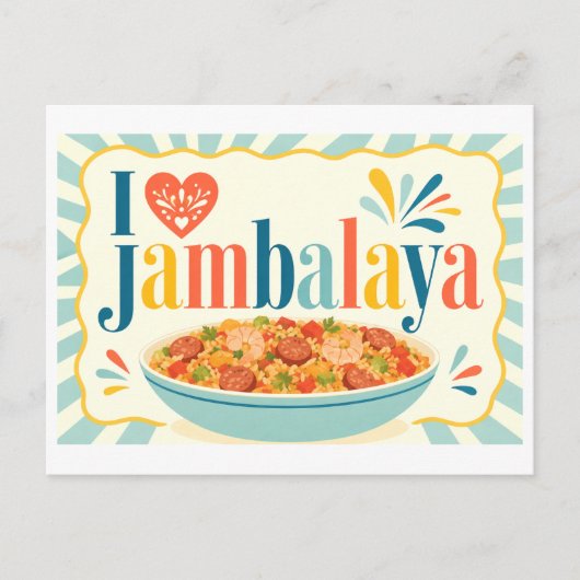 "Ich [Herz] Jambalaya" Postkarte (Vorderseite)