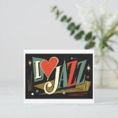 "Ich [Herz] Jazz" Postkarte (Stehend Vorderseite)