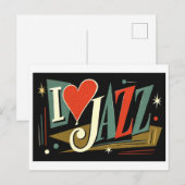 "Ich [Herz] Jazz" Postkarte (Vorne/Hinten)