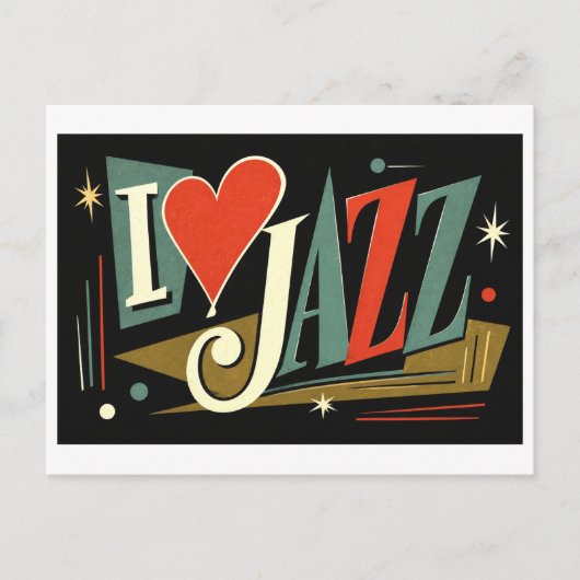 "Ich [Herz] Jazz" Postkarte (Vorderseite)
