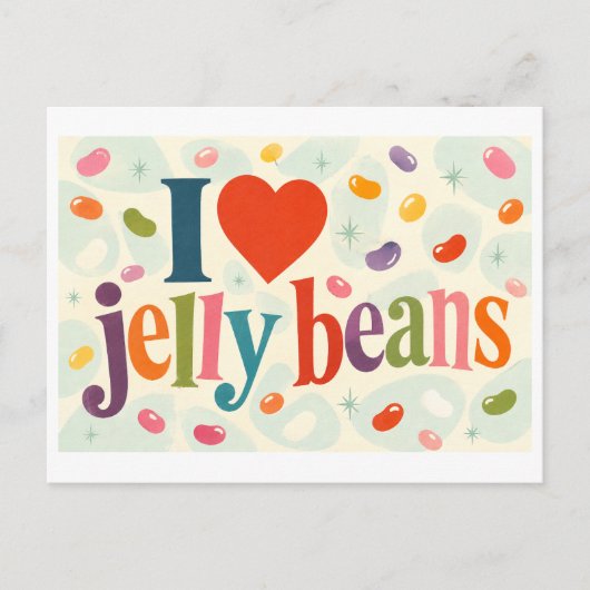 "Ich [Herz] Jelly Beans" Postkarte (Vorderseite)