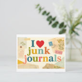 "Ich [Herz] Junk Journals" Postkarte (Stehend Vorderseite)