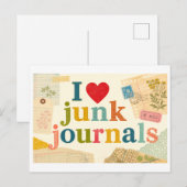 "Ich [Herz] Junk Journals" Postkarte (Vorne/Hinten)