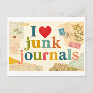 "Ich [Herz] Junk Journals" Postkarte