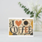 Ich [Herz] Kaffee Postkarte (Stehend Vorderseite)
