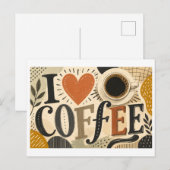 Ich [Herz] Kaffee Postkarte (Vorne/Hinten)