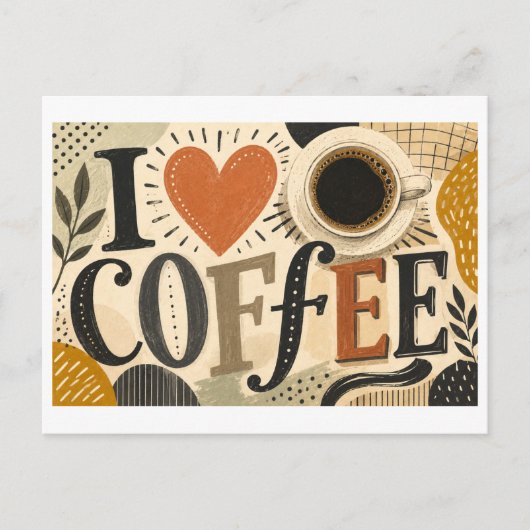 Ich [Herz] Kaffee Postkarte (Vorderseite)
