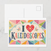"Ich [Herz] Kaleidoskope" Postkarte (Vorne/Hinten)